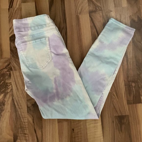 Black Heart Tie Dye High Waist Skull Skinny Jeans 11 - Picture 1 of 12